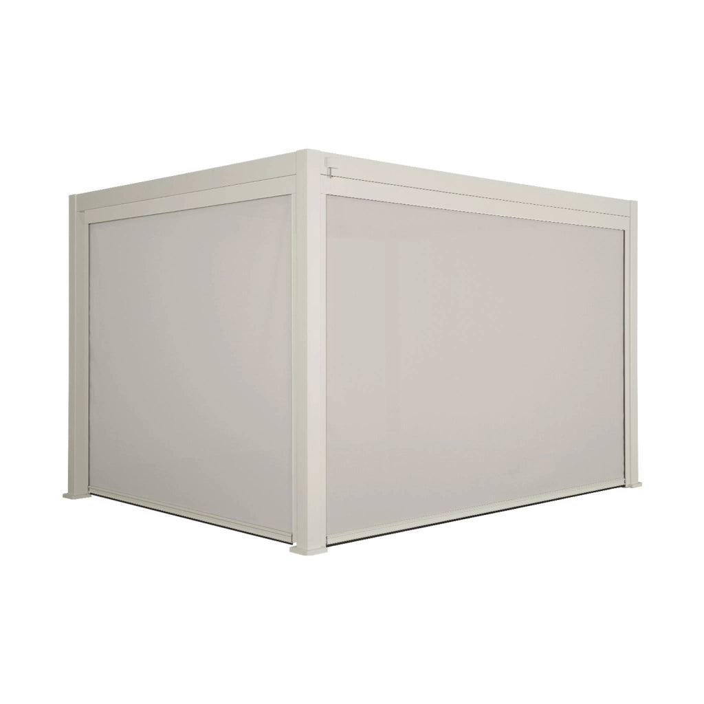 Pergola bioclimatica 3x4m in alluminio + tenda da 3m + tenda da 4m,
