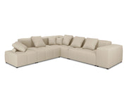 Cosmopolitan Design - Divano angolare modulare reversibile "Rome" 7 posti in tessuto strutturato beige 