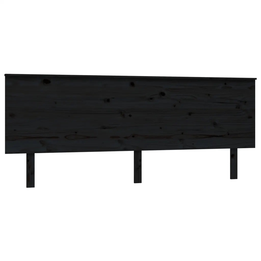 Testiera per Letto-Testata-Testiera Decorativa Nera 204x6x82,5 cm in Legno Massello di Pino