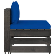 Divano componibile-Divano Centrale Modulare con Cuscini in Legno Impregnato Grigio 671495