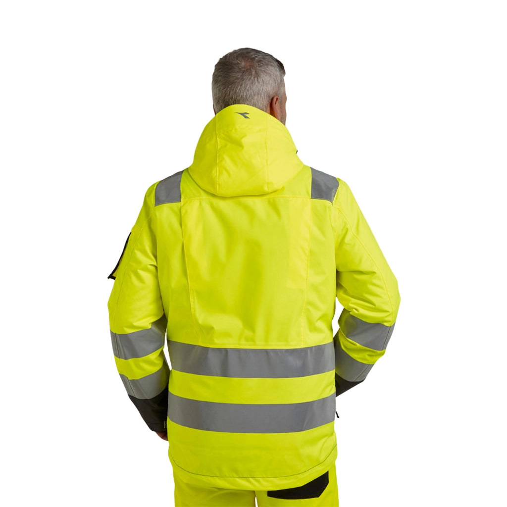 Giacca Alta Visibilità Impermeabile 2 In 1 - Giubbetto Interno Staccabile In Oxford 140 g, Cappuccio Removibile Giacca Da Lavoro HV - YELLOW TG. XXL