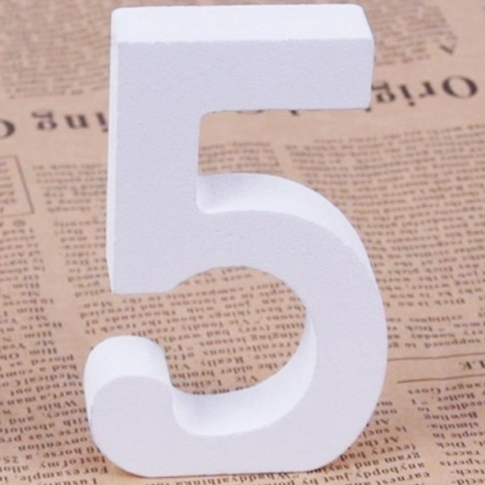 Trade Shop - Numero 5 In Legno Bianco 11cm Decorazione Confettata Matrimonio Compleanno Promessa -