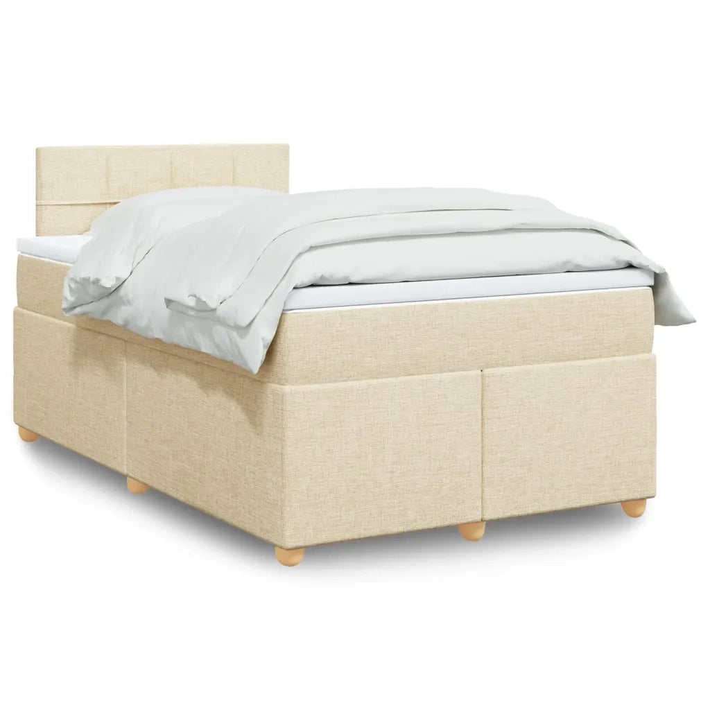 Giroletto a Molle con Materasso Crema 120x200 cm in Tessuto