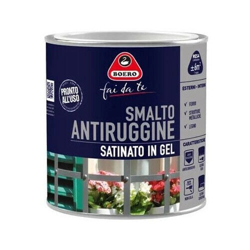 Smalto Pittura Antiruggine Satinato in Gel NON Cola Interno Esterno 972 Boero Colori: Blu Pullman, Formato: 0,5 L