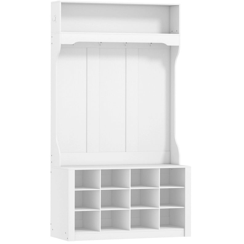 Appendiabiti da ingresso 4 in 1 con panca e 12 vani bianco