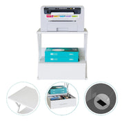 Scaffale Supporto Ufficio Porta Stampante con Cassetto Metallo e Legno Bianco 54cm