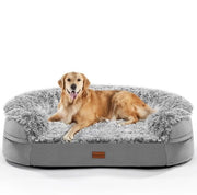 Letto per cani ortopedico da 9,5 cm per cani extra grandi, letto XL con cuscino e 28D Egg Crate materasso, copertura impermeabile, copertura in piuma lavabile, divano per cani per cani con artrosi - semicircolare