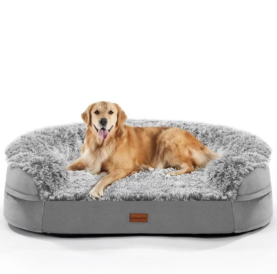 Letto per cani ortopedico da 9,5 cm per cani extra grandi, letto XL con cuscino e 28D Egg Crate materasso, copertura impermeabile, copertura in piuma lavabile, divano per cani per cani con artrosi - semicircolare