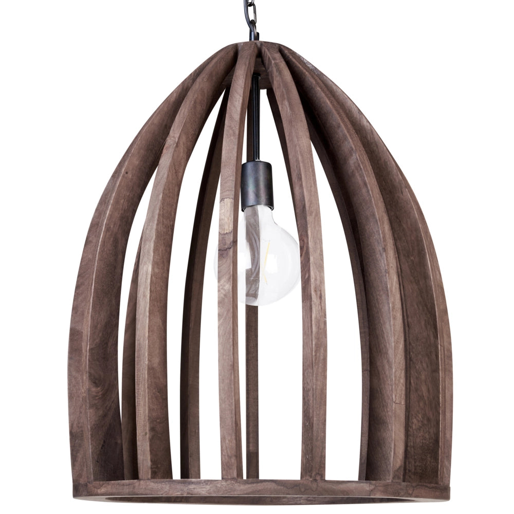 Lampada a sospensione in marrone scuro con paralume in legno naturale Plafoniera in stile boho Accessori per la casa fatti a mano