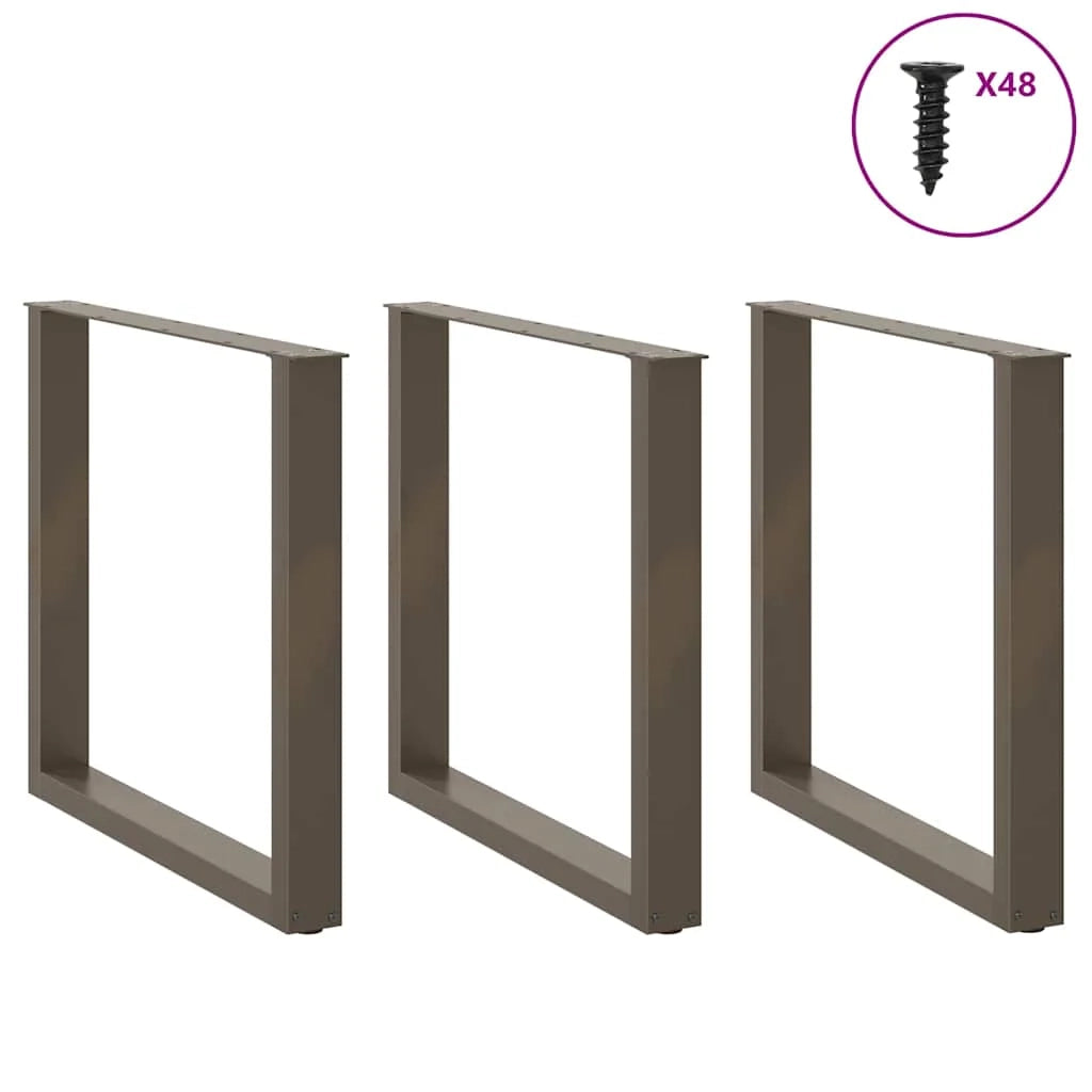 Set di 3 gambe per tavolo da pranzo a forma di U robuste e regolabili 90 x 73 cm in acciaio naturale 02_0057451