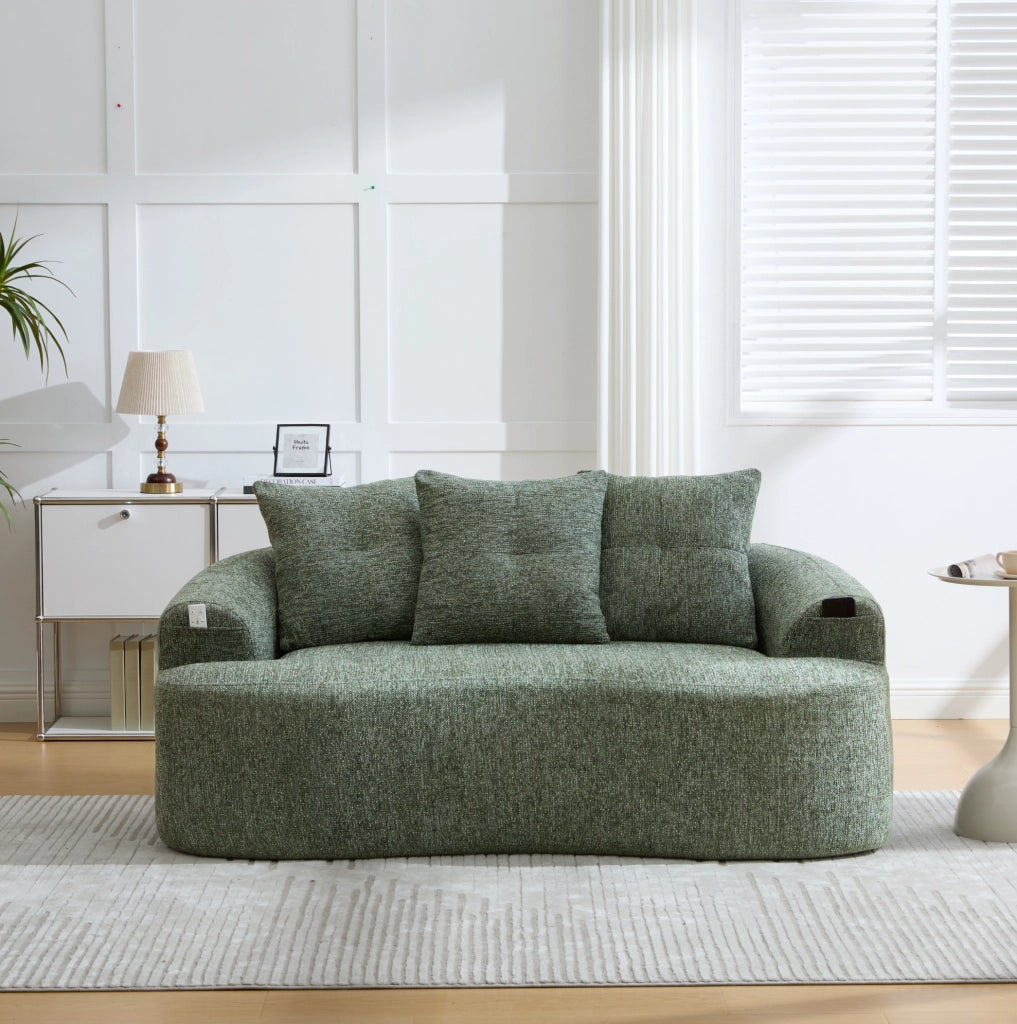 Divano 2 posti 164x92x60 cm verde in chenille; seduta extra profonda