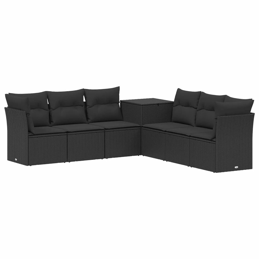 Set di divani 7 pcs Nero Rattan sintetico e Acciaio 3448754
