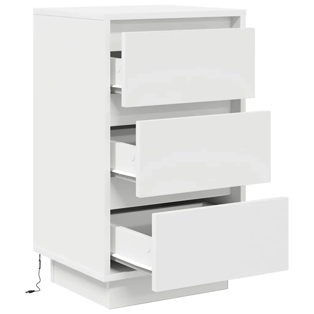 Comodini con Luci LED-Tavolino da notte Bianco 38x34x65 cm