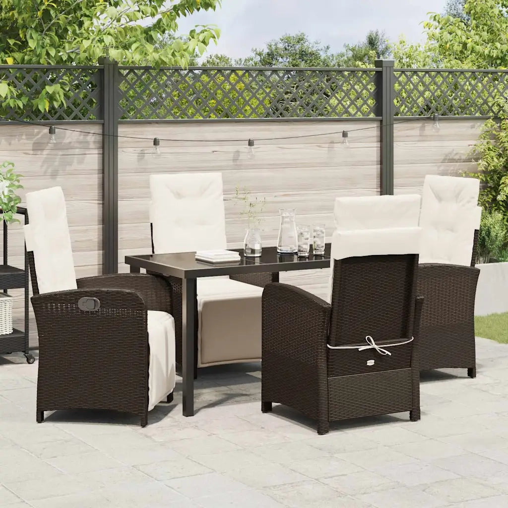 Set da Pranzo per Giardino con cuscino 5 pcs Marrone polyrattan 3380318