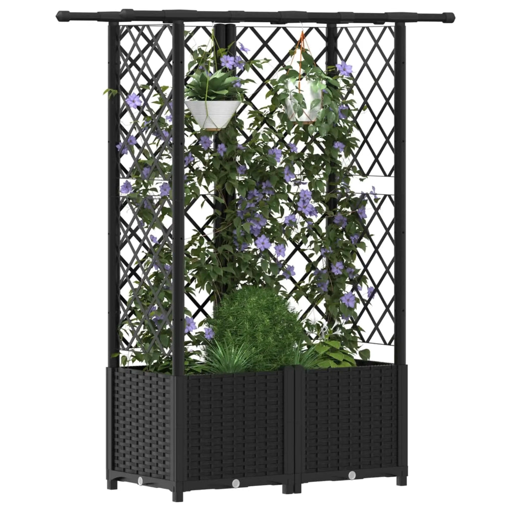 Letto Rialzato con Griglia e Tetto Nero 124 x 40 x 138 cm PP 42032548