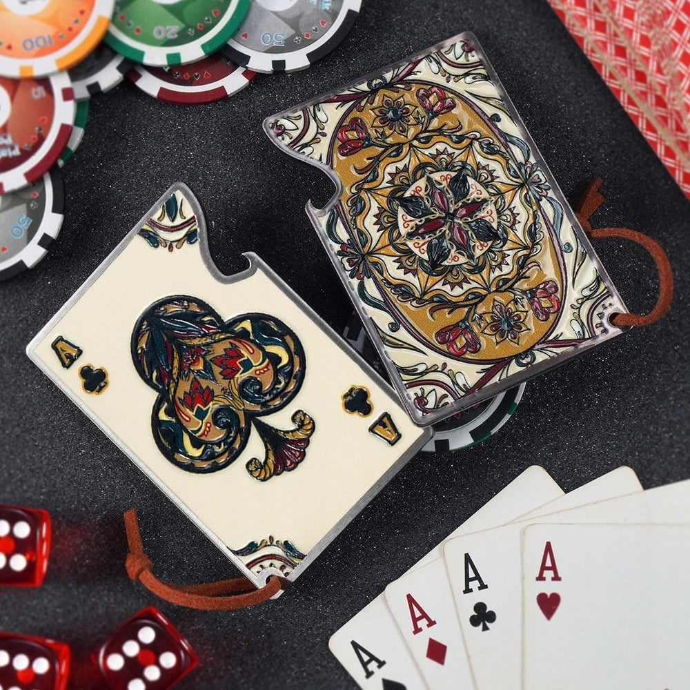 Apribottiglie KADAX, bottiglia di birra in metallo, asso di fiori, carta regalo da poker