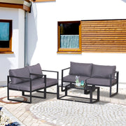 Set Divano da Giardino 4 Pezzi con Tavolino e Cuscini ¨C MINIMAL ¨C Polyrattan, Grigio