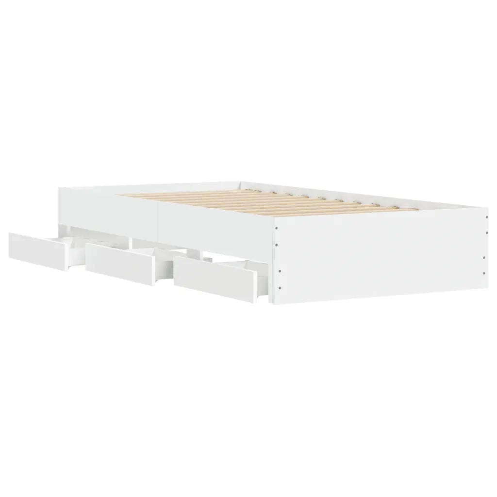 Giroletto con Cassetti-Struttura Letto con contenitore Bianco 100x200 cm in Legno Multistrato 688122