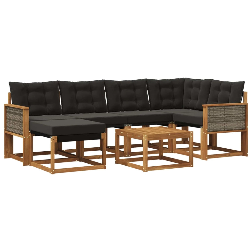 Set di divani da esterno 7 pz Naturale e Nero 3382076