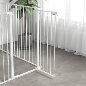 Cancelletto di Sicurezza per Animali Domestici 123x102x90 cm in Metallo e Plastica Bianco