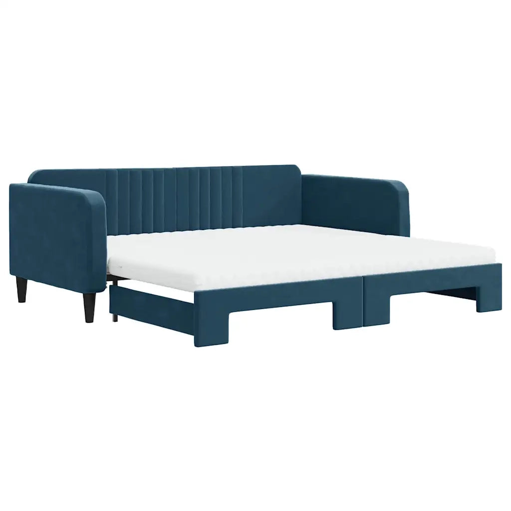 Divano Letto Estraibile con Materassi Blu 100x200 cm Velluto 3197093