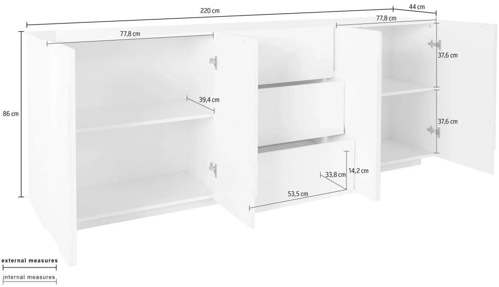 Mobile PING L 224.1 x H 86 x P 44.2 cm bianco lucido