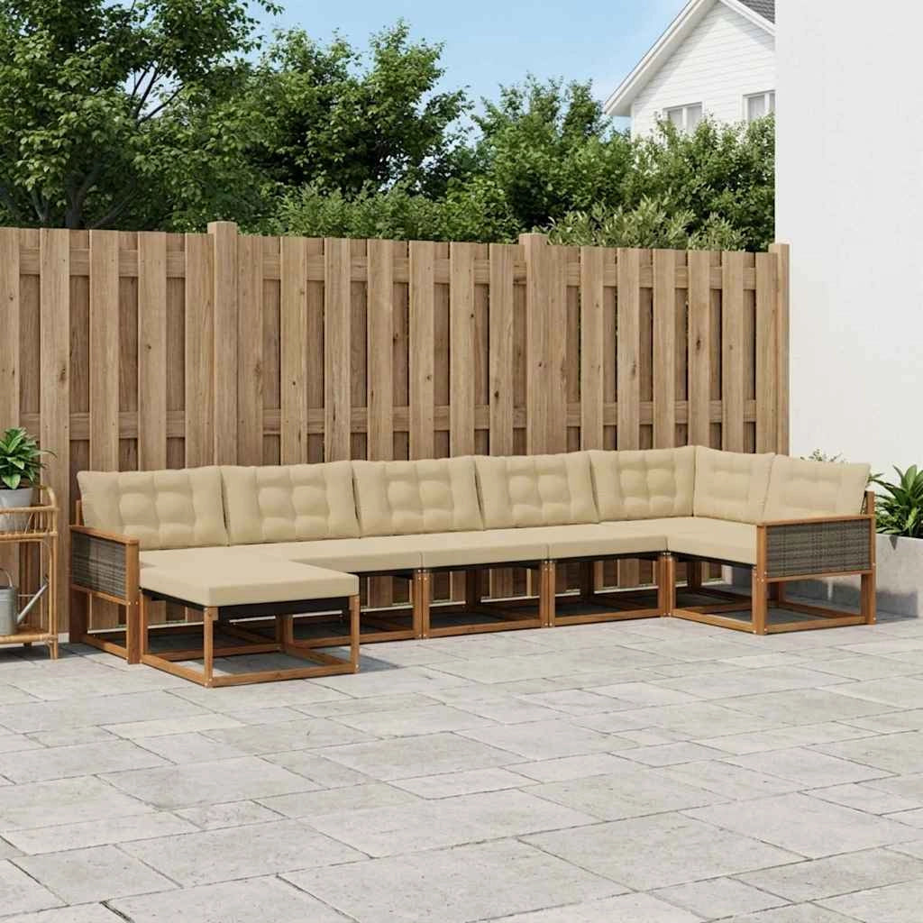 Set di divani da esterno 7 pz Naturale e Beige 3381565