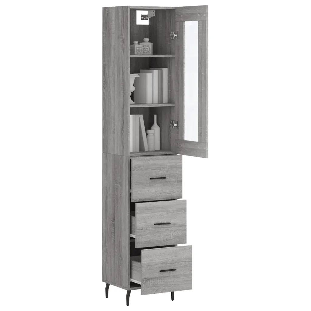 Credenza | Madia | Buffet da pranzo | Armadio da pranzo Grigio Sonoma 34,5x34x180 cm in Legno Multistrato