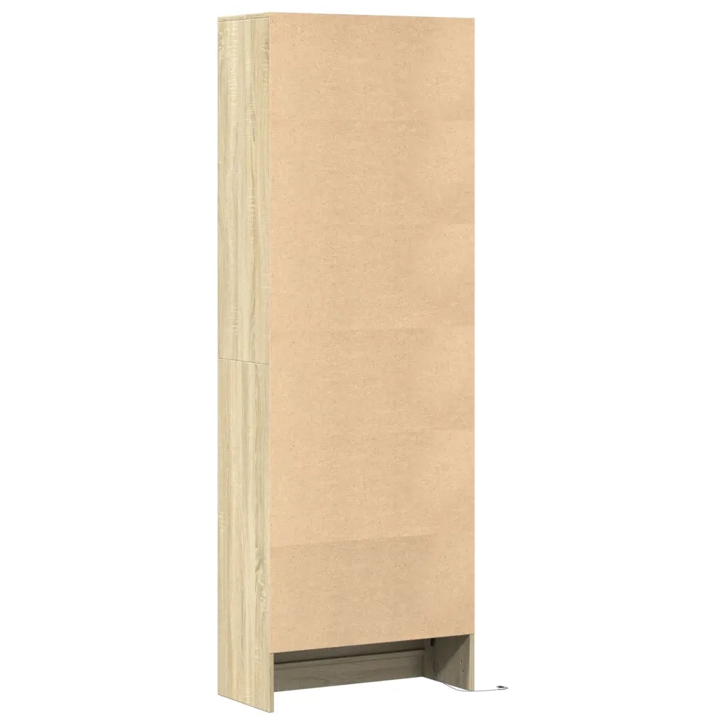 Credenza con LED-Buffet-Armadio da cucina Rovere Sonoma 69x32,5x200 cm in Truciolato