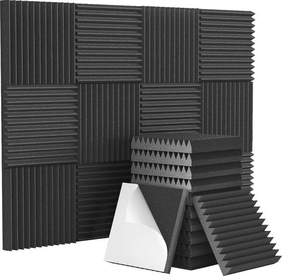 Pannelli di schiuma acustica autoadesivi - 12 pacchi piramide assorbimento del suono per casa e studio
