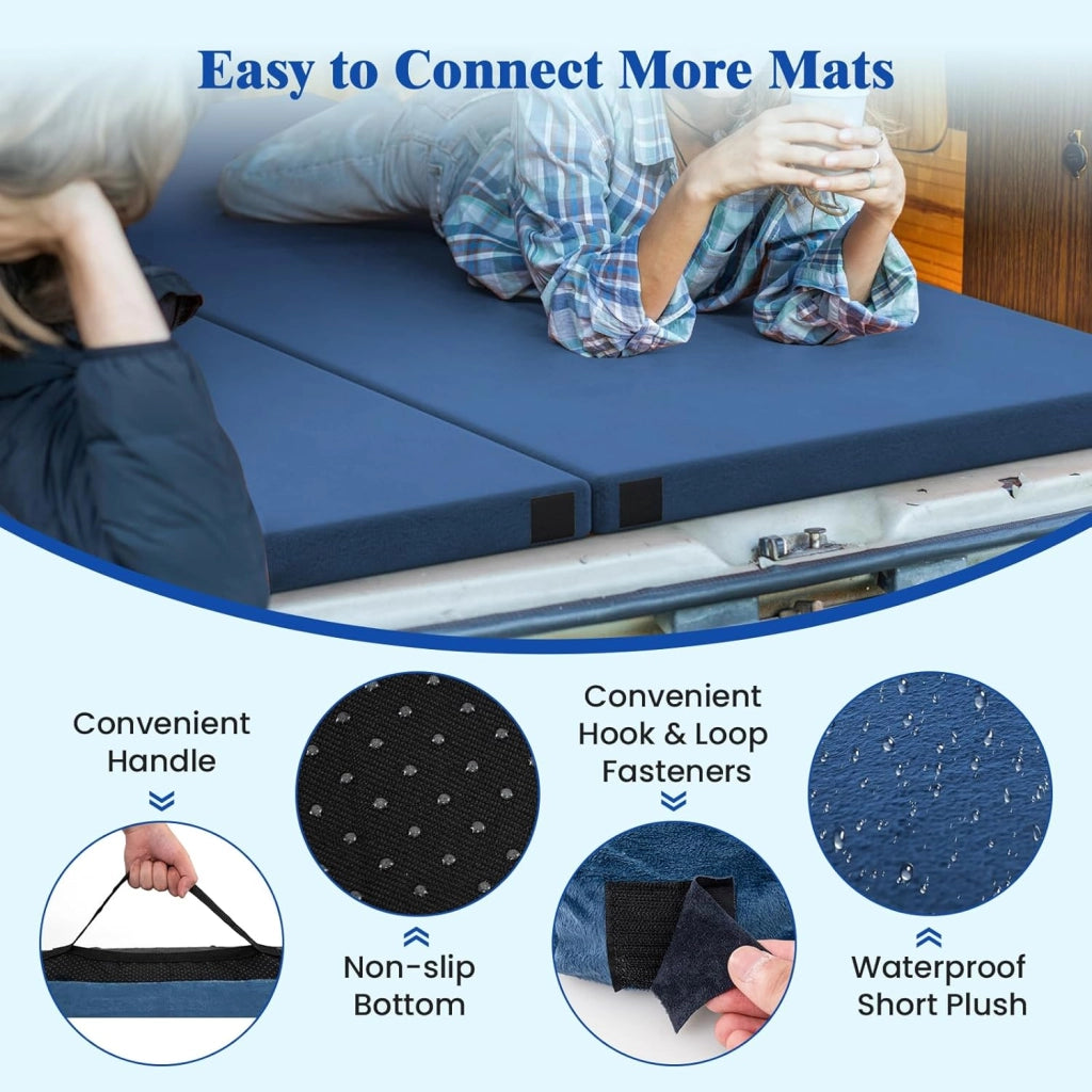 Materasso pieghevole per 1/2 persone, materasso da campeggio portatile in memory foam, morbido e confortevole, superficie impermeabile, per campeggio, auto, viaggi