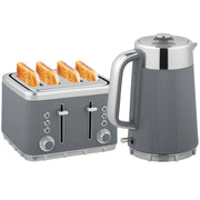 Set Colazione Elettrico Bollitore 1,7L 2200W e Tostapane 4 Fette ¨C Xylo ¨C Grigio