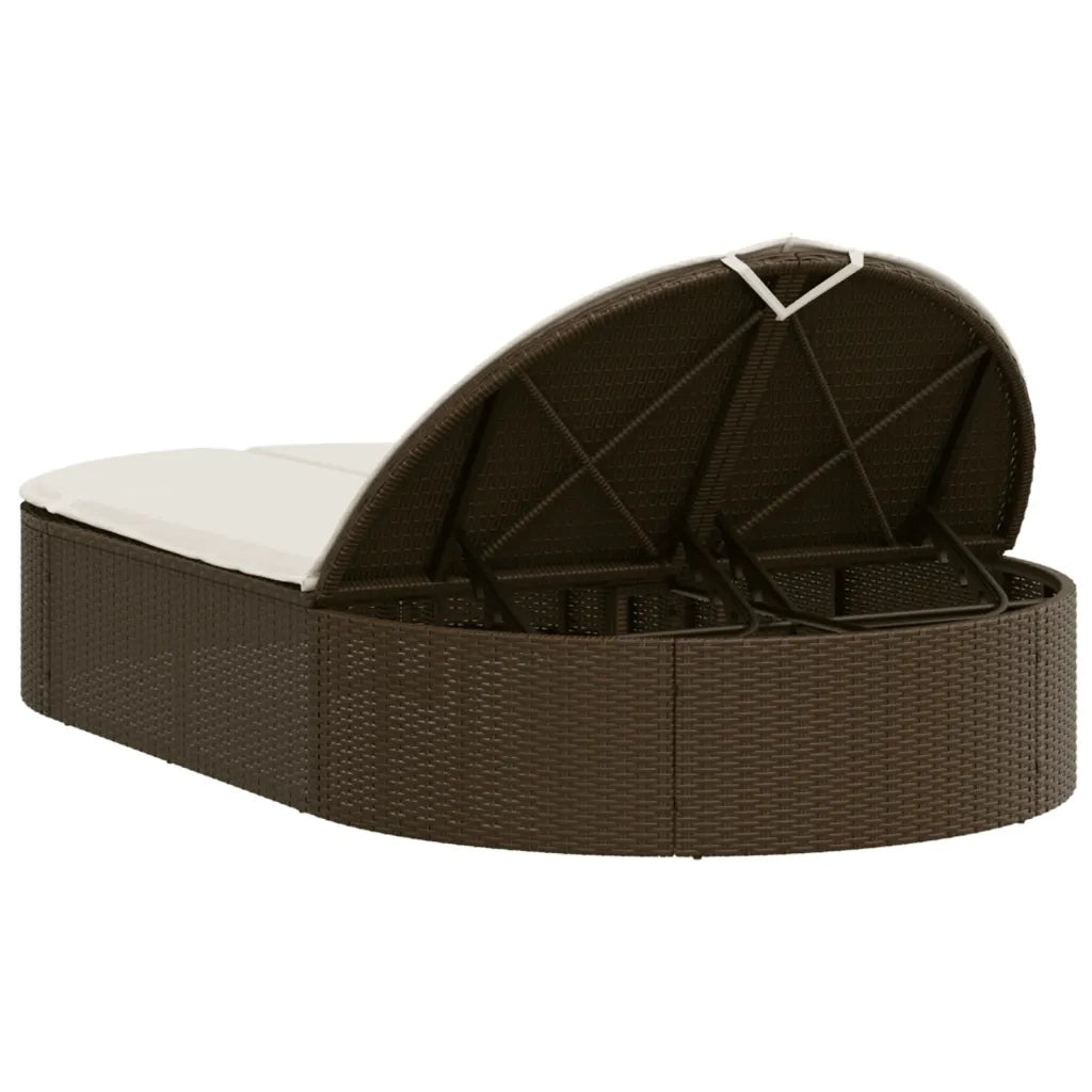 Lettino Prendisole | Sdraio da giardino | Lettino da sole con Cuscini Marrone in Polyrattan