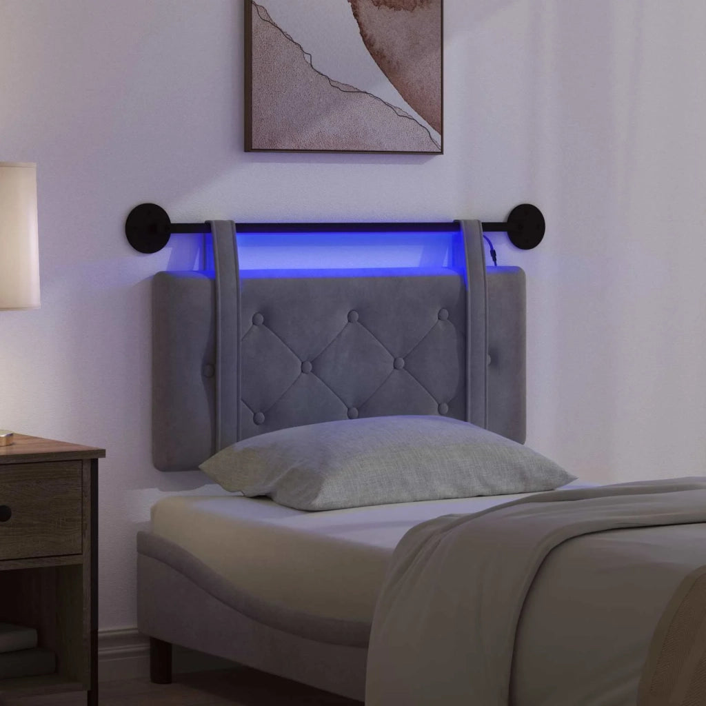 Testiera | Testata sospesa Con luce LED Grigio Scuro Velluto