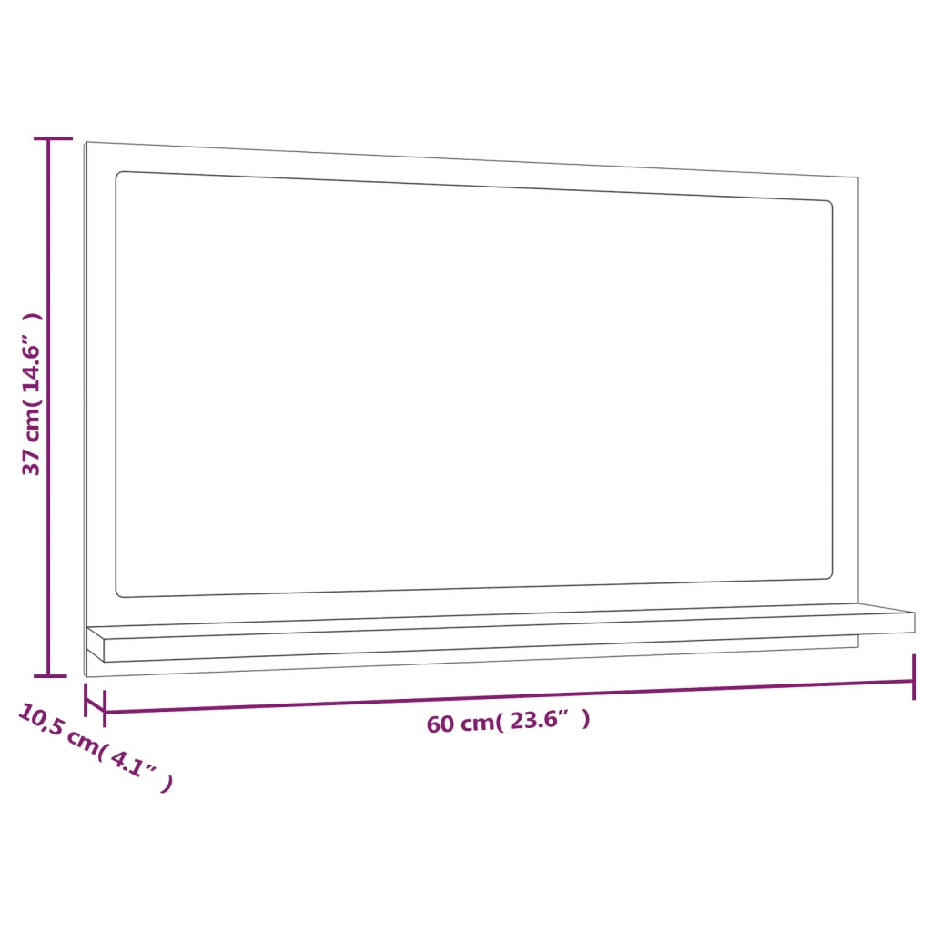 Specchio da Bagno Grigio Sonoma 60x10,5x37 cm Legno Multistrato cod mxl 78581