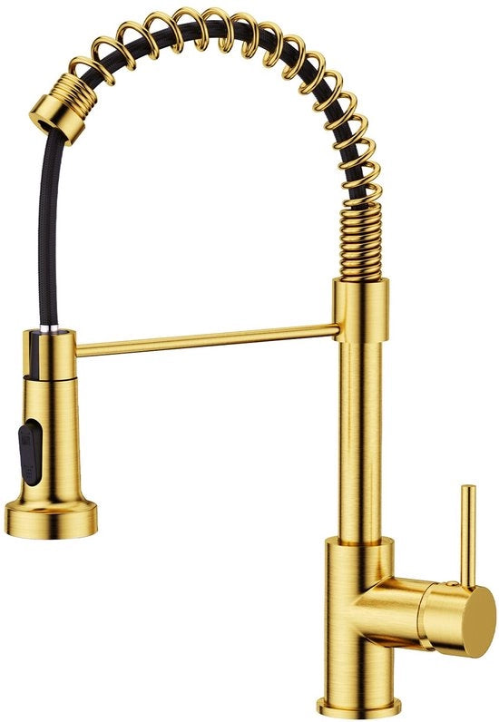 Keukenkraan con Alta Arcata Alta Pressione con Douchekraan Estensibile, Mengkraan Wastafelkraan Keukenkranen, 360° Rotativo, Lavorato a Goccia in Oro