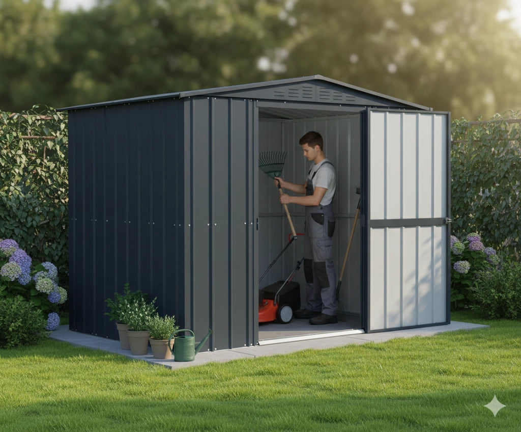 Casetta Box da Giardino 245x185xH198 cm in Lamiera Antracite