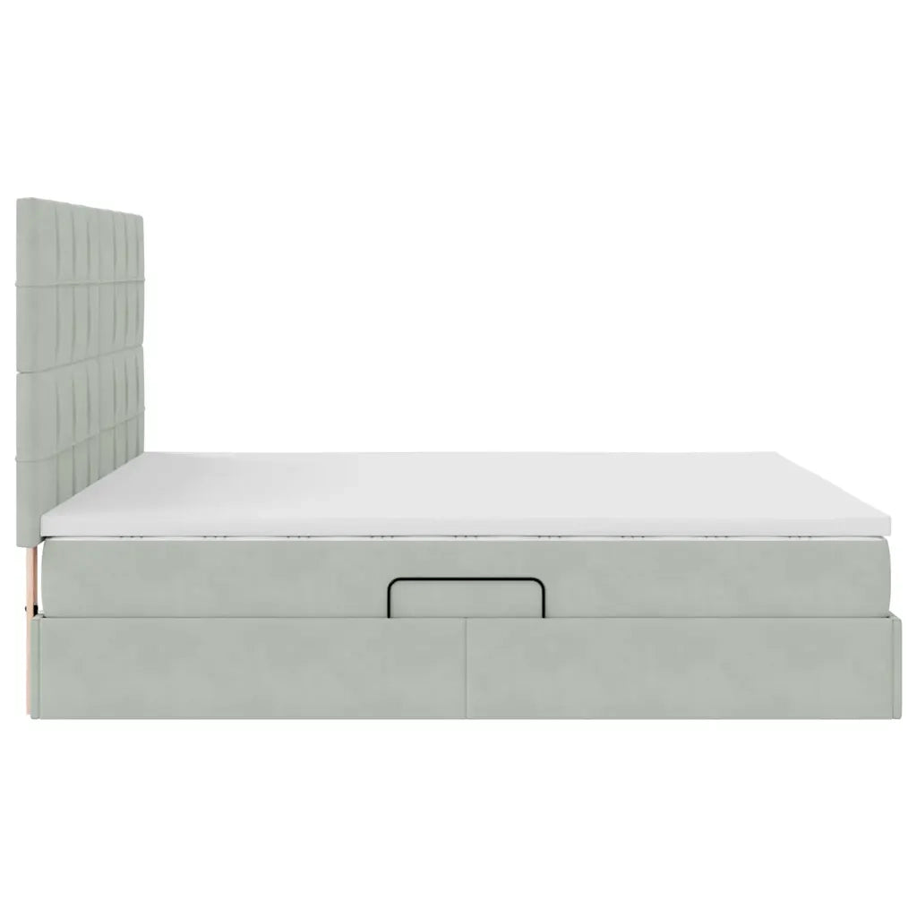 Letto con contenitore e materasso Grigio chiaro 160 x 200 cm