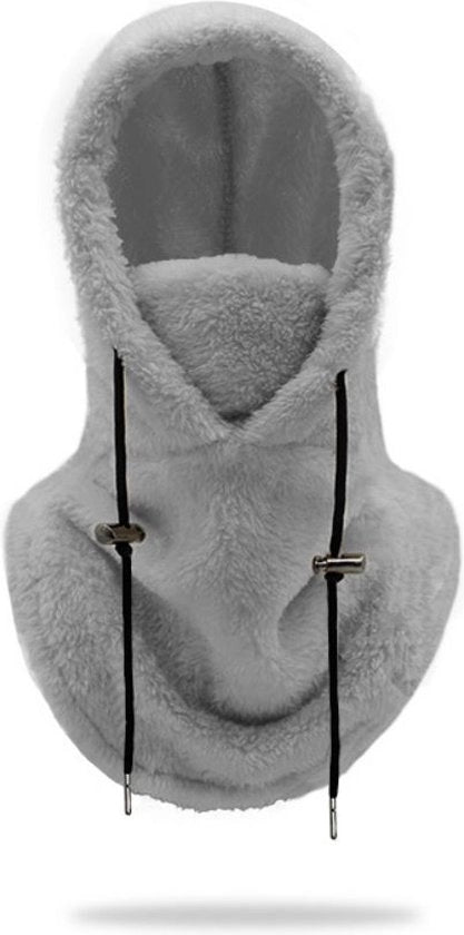 Balaclava di Fleece Caldo, 56x34cm, Copertura per la Testa, Scaldapelo, Skimasker per Inverno, Verstilabile, Impermeabile al Vento, Grigio
