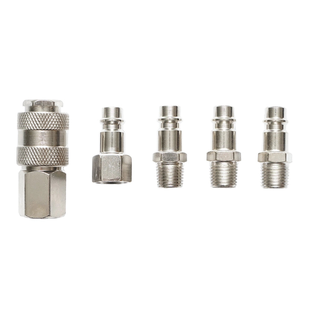 Set di 5 raccordi rapidi 1/4 BSPT per tubi aria compressa e utensili pneumatici Crownman