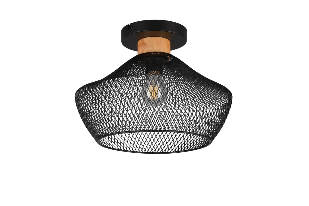 Plafoniera moderna RL Valeria nera legno chiaro E27 35cm