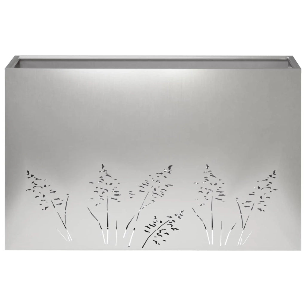 Vaso da giardino 2 pz Argento 80 x 30 x 49 cm Acciaio Inox 8005843
