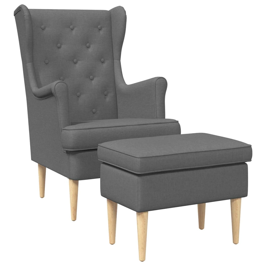 Poltrona con Ottomano 2 pz Grigio Scuro Tessuto 3418807
