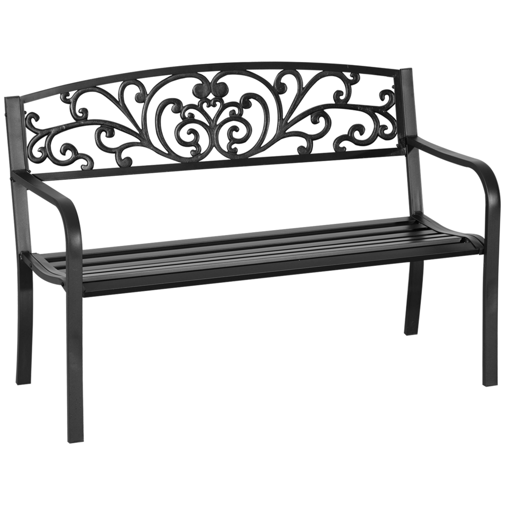 Panchina da Giardino 2 Posti 127x60x87 cm in Metallo Nero