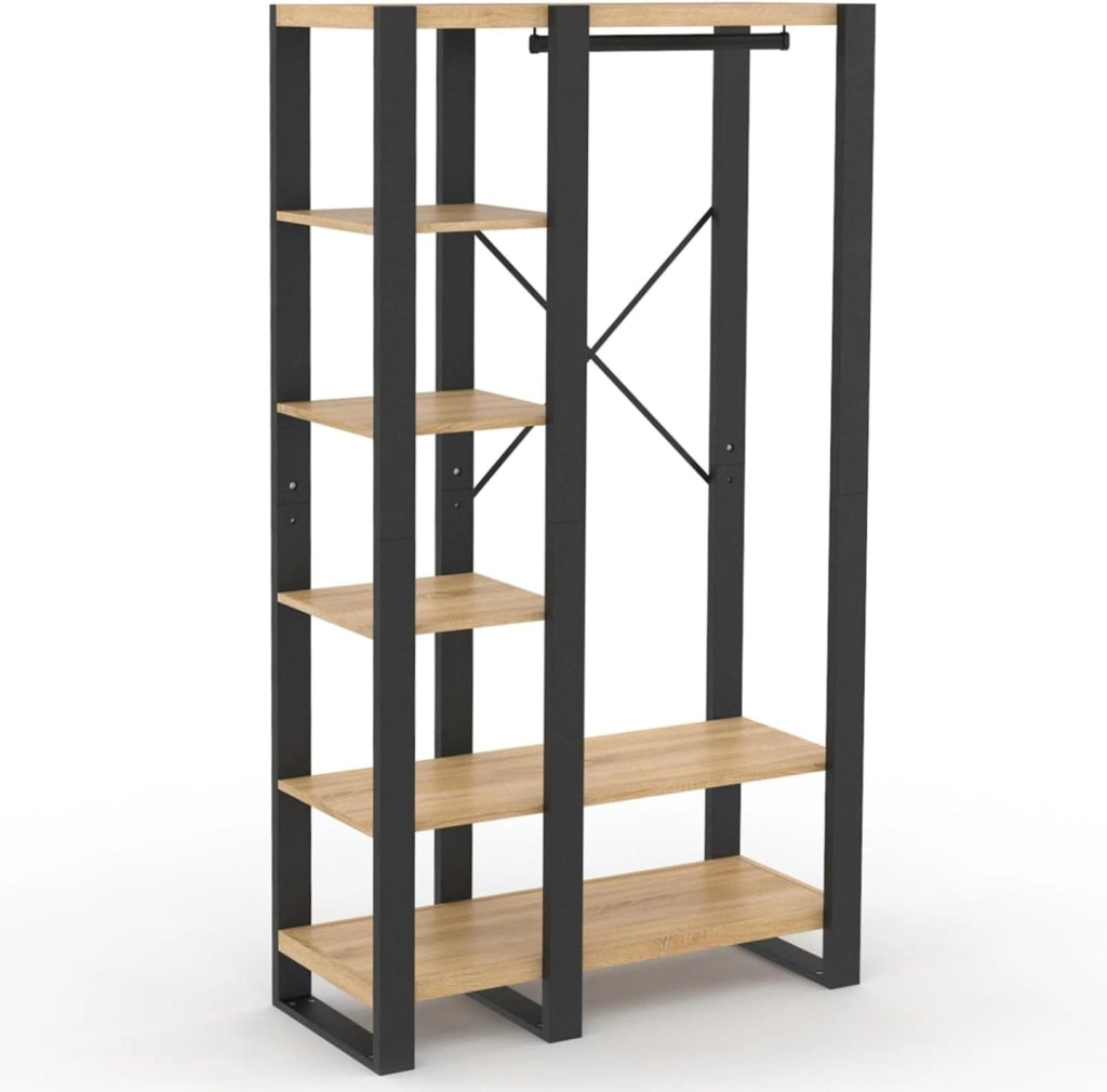 Armadio e scaffalatura ONYX in legno e nero