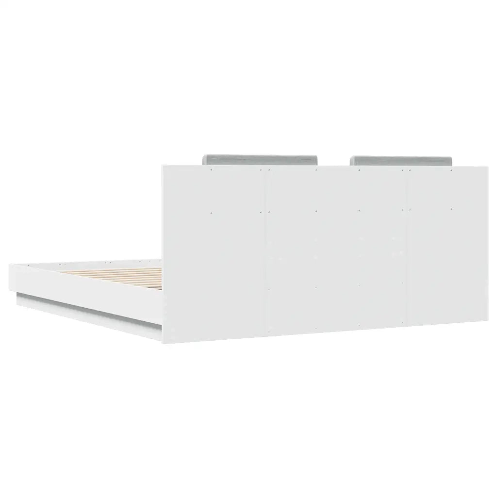 Giroletto con Testiera-Struttura Letto con testiera Bianco 200x200 cm in Legno Multistrato