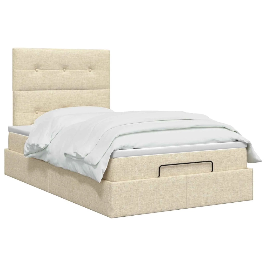 Letto ottomano con materasso Crema 120 x 190 cm Tessuto 3457478