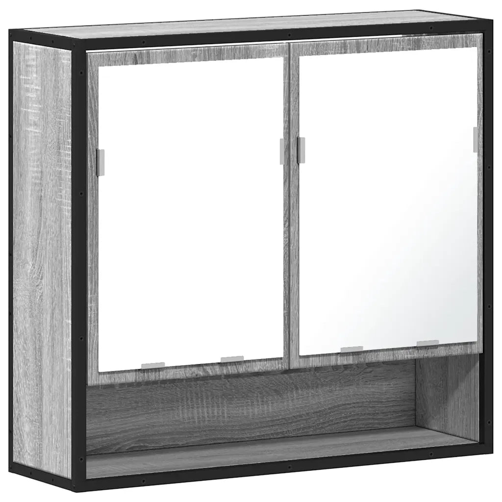 vidaXL Mobile Specchio da Bagno Grigio Sonoma 65x20x60 cm Multistrato