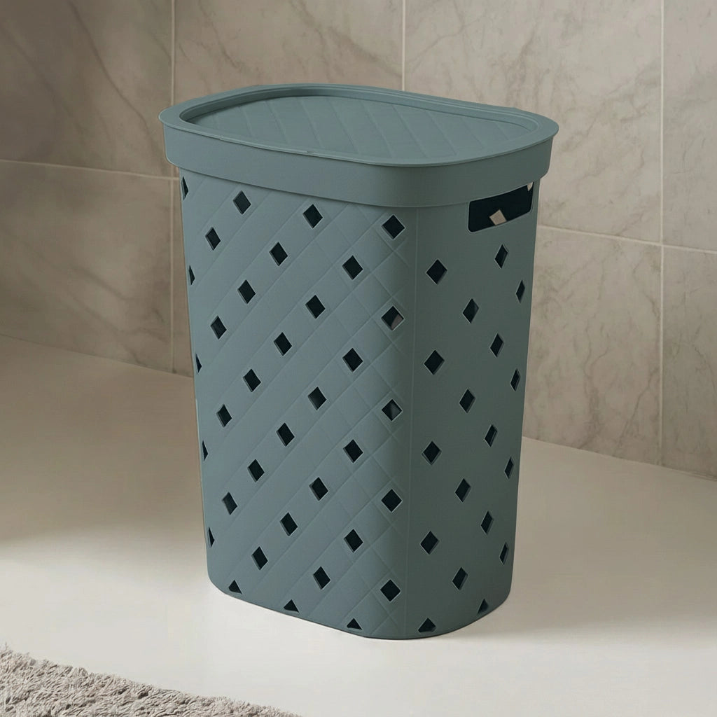 Portabiancheria azzurro polvere 55 litri in plastica resistente – Fiber