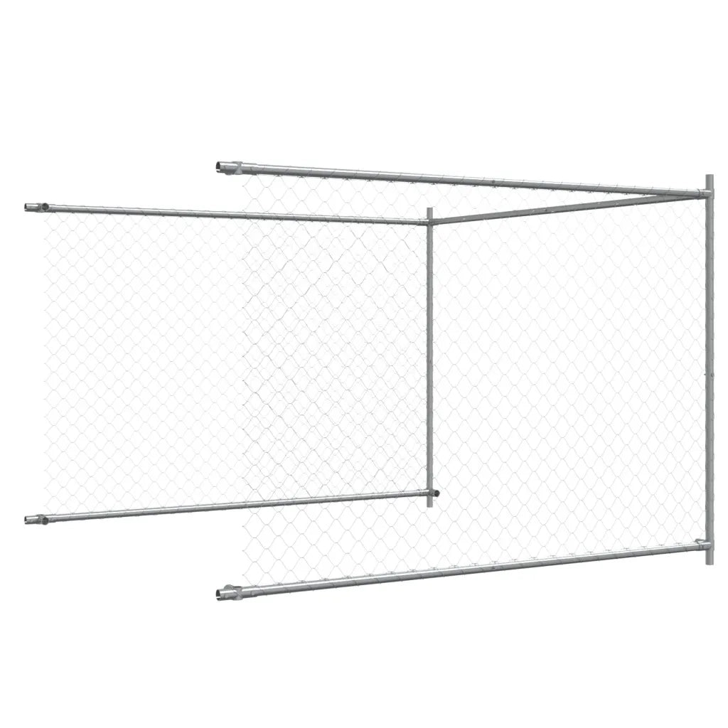 Gabbia per Cani con Porta Grigia 8x2x1,5 m in Acciaio Zincato 3209580